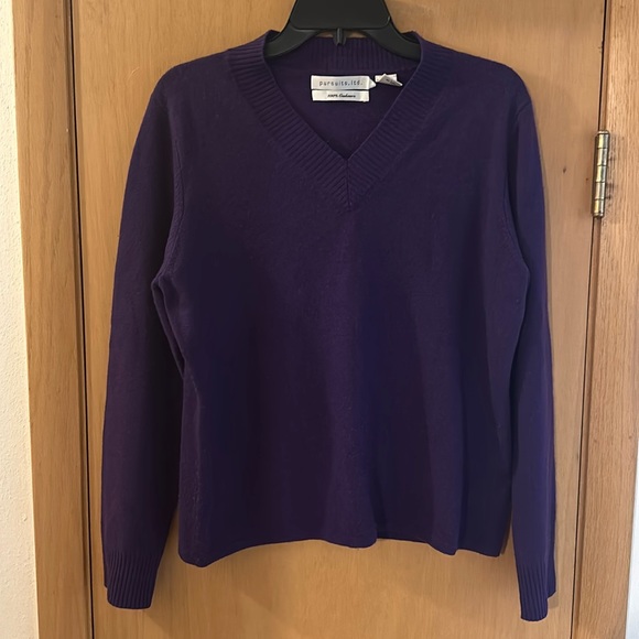 Pursuits Ltd. Women’s Cashmere V Neck Sweater Purple Size Large - Picture 1 of 9